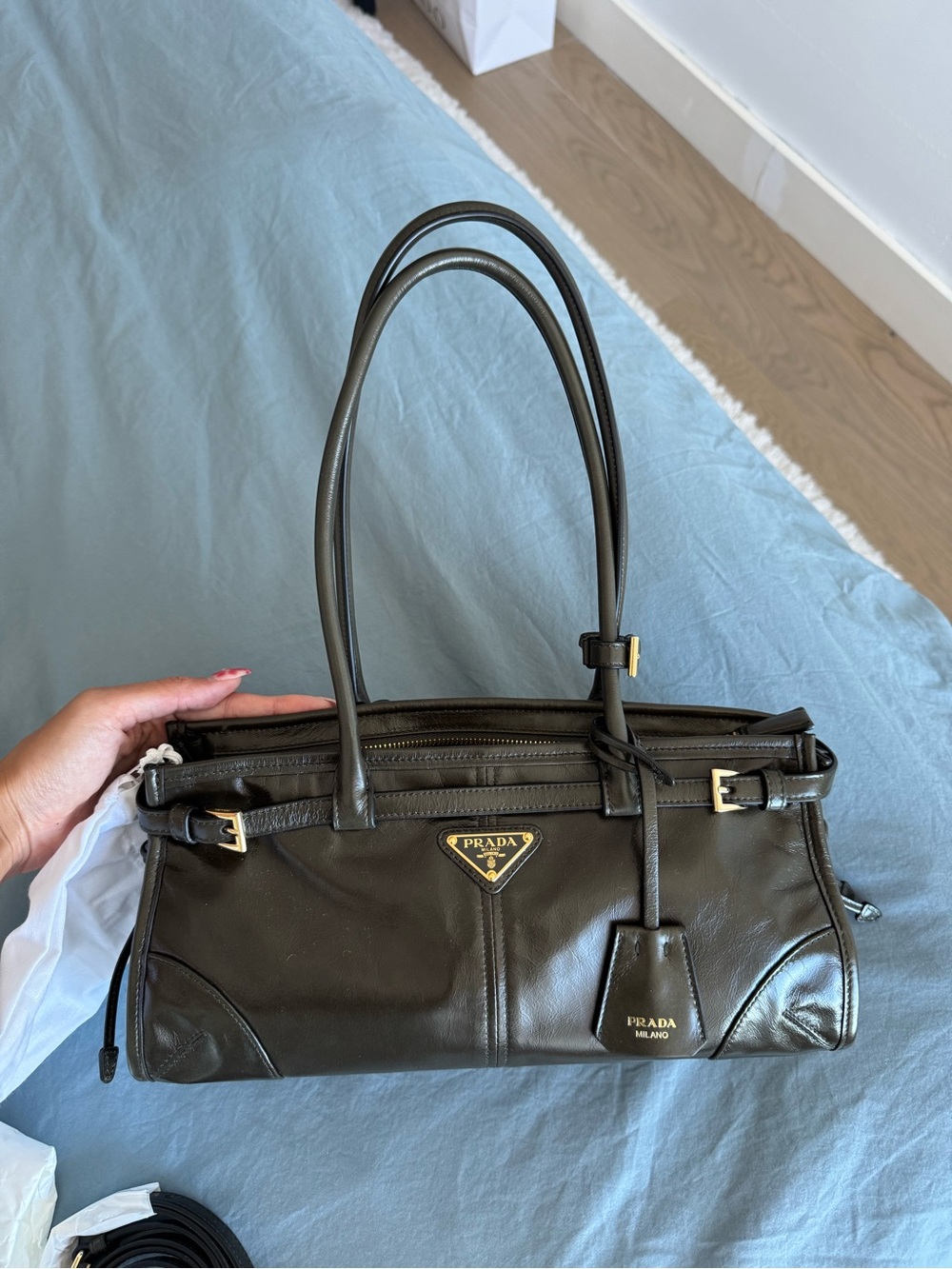 **Brand New with Tags** Prada Medium Bonnie in Forest/Selva, Gold Hardware - Picture 9 of 10